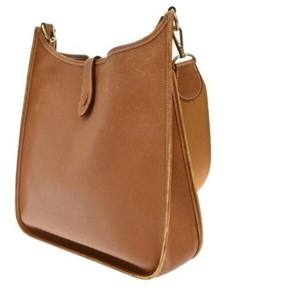 HERMES Evelyne GM Shoulder Bag Square A Courchevel Leather Brown GHW 600RF738 - Picture 4 of 13